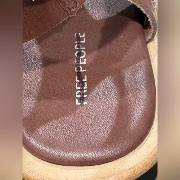 NWT Free People Hazel Flatform Sandals 9 Coconut Shell Brown Leather Toe Post - Picture 10 of 15